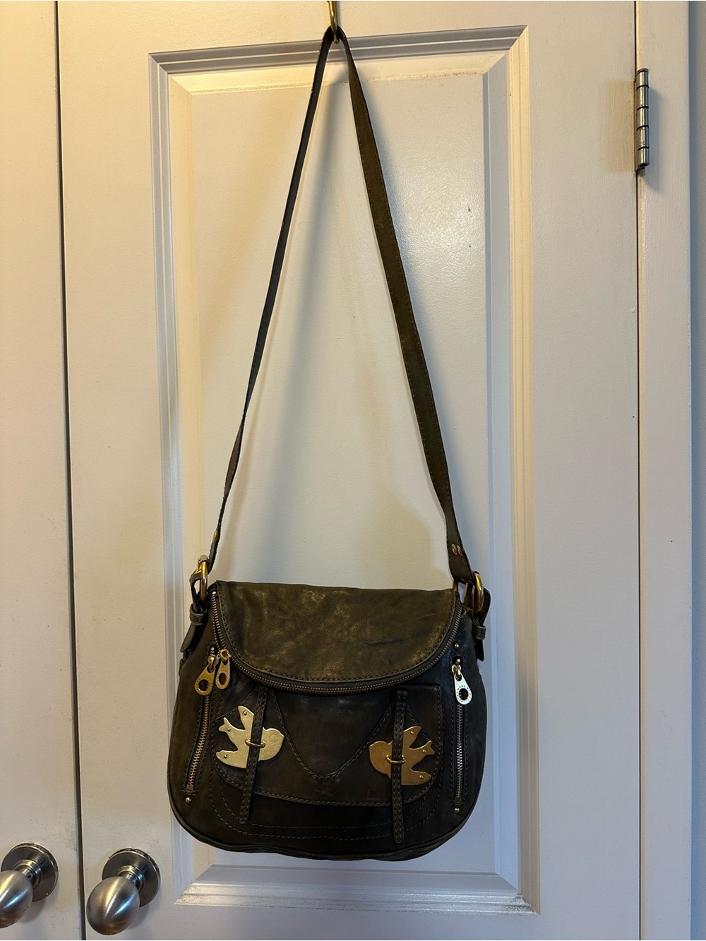Marc by Marc Jacobs Petal to the Metal Dark Gray Leather Shoulder Bag